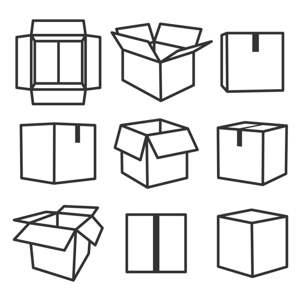 Set of cardboard boxes for shipping vector
