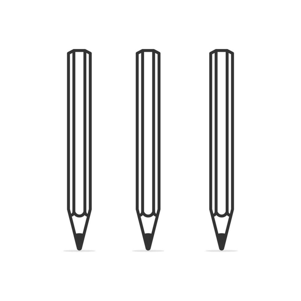 Three pencils are shown in a row, Cute pencil character flat cartoon vector template design illustration