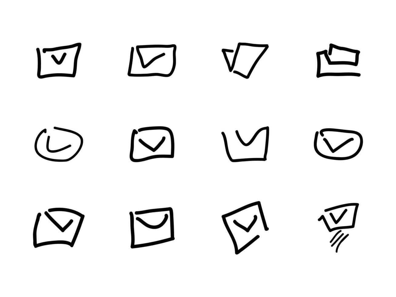 Set of hand-drawn-style icon illustrations with business, Email, and folder icons vector