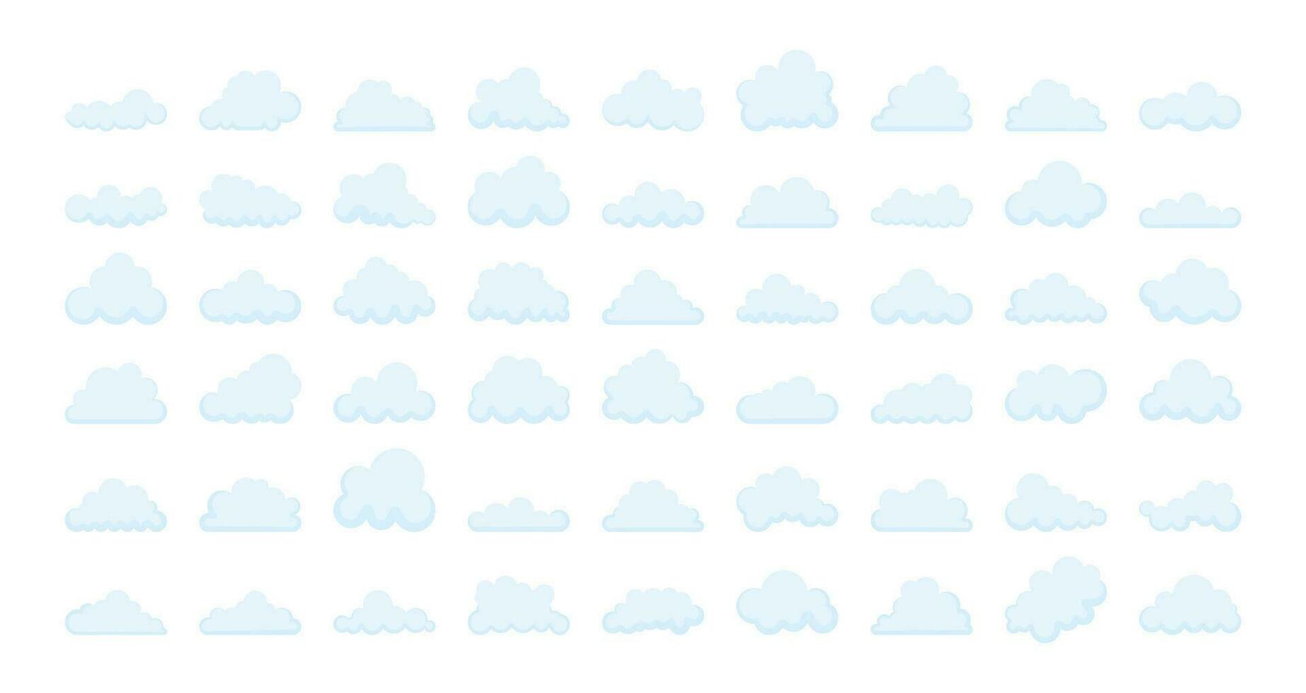 Set of Clouds silhouettes. Abstract white cloudy set. Vector stock illustration