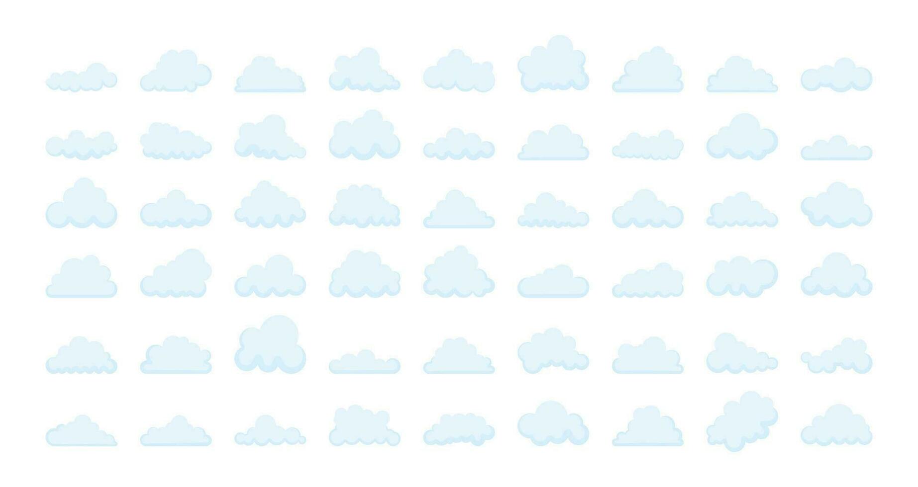 Set of Clouds silhouettes. Abstract white cloudy set. Vector stock illustration