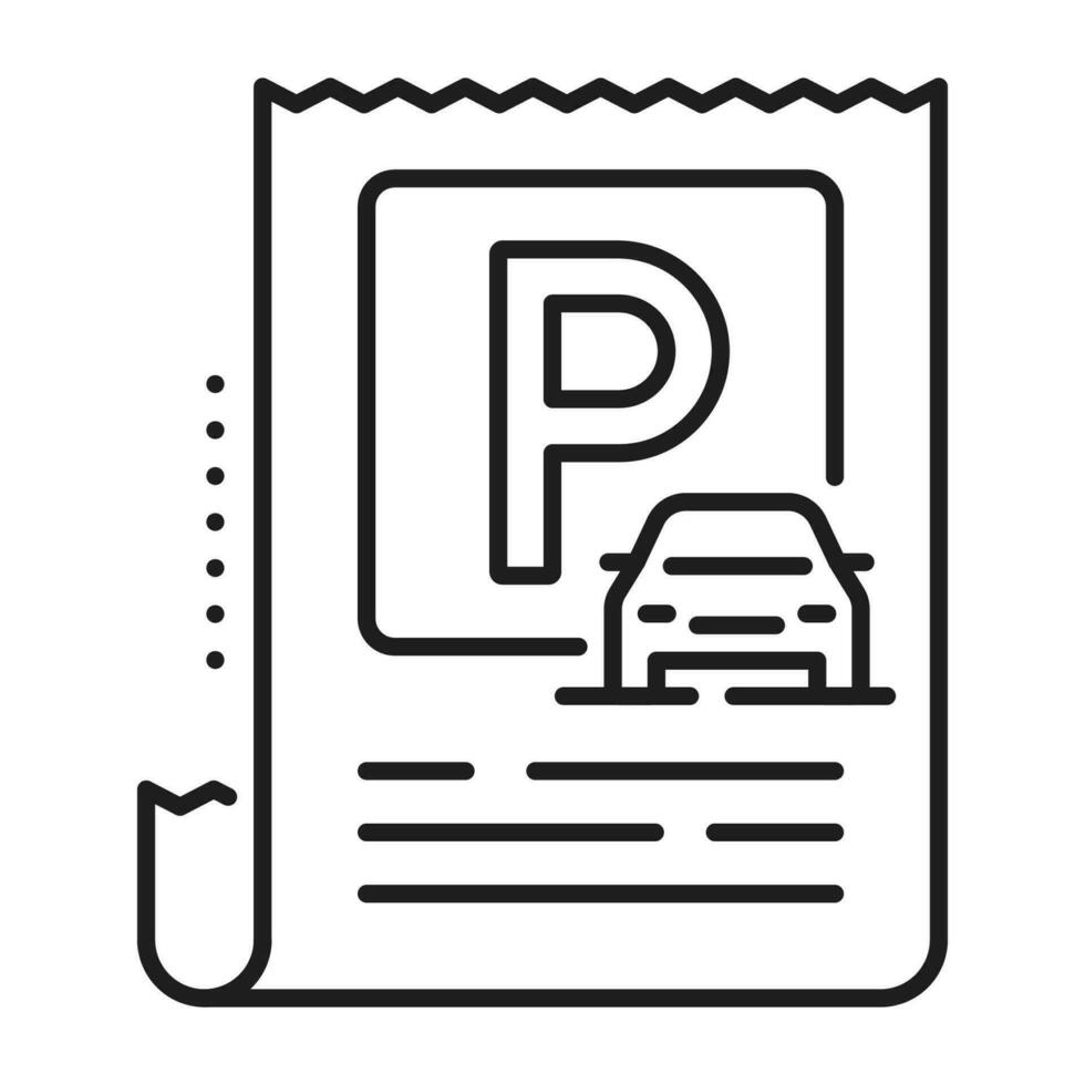 Parking receipt line icon automatic garage service vector