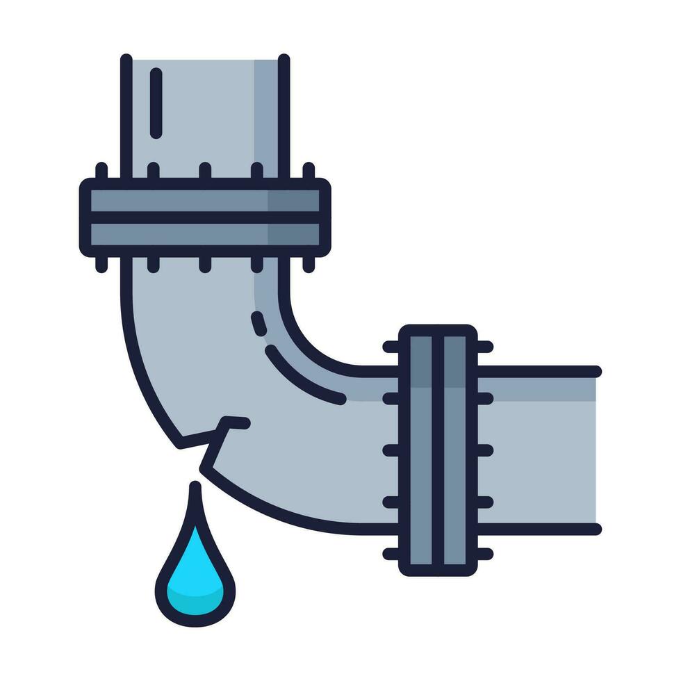 Plumbing service color icon, water pipes leakage vector