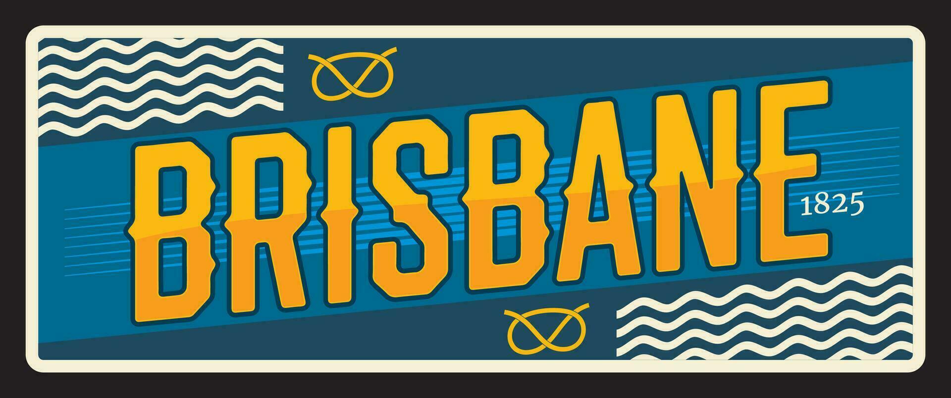 Brisbane Australian vintage city plate vector