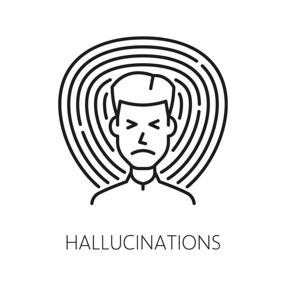 Hallucinations psychological problem line icon vector