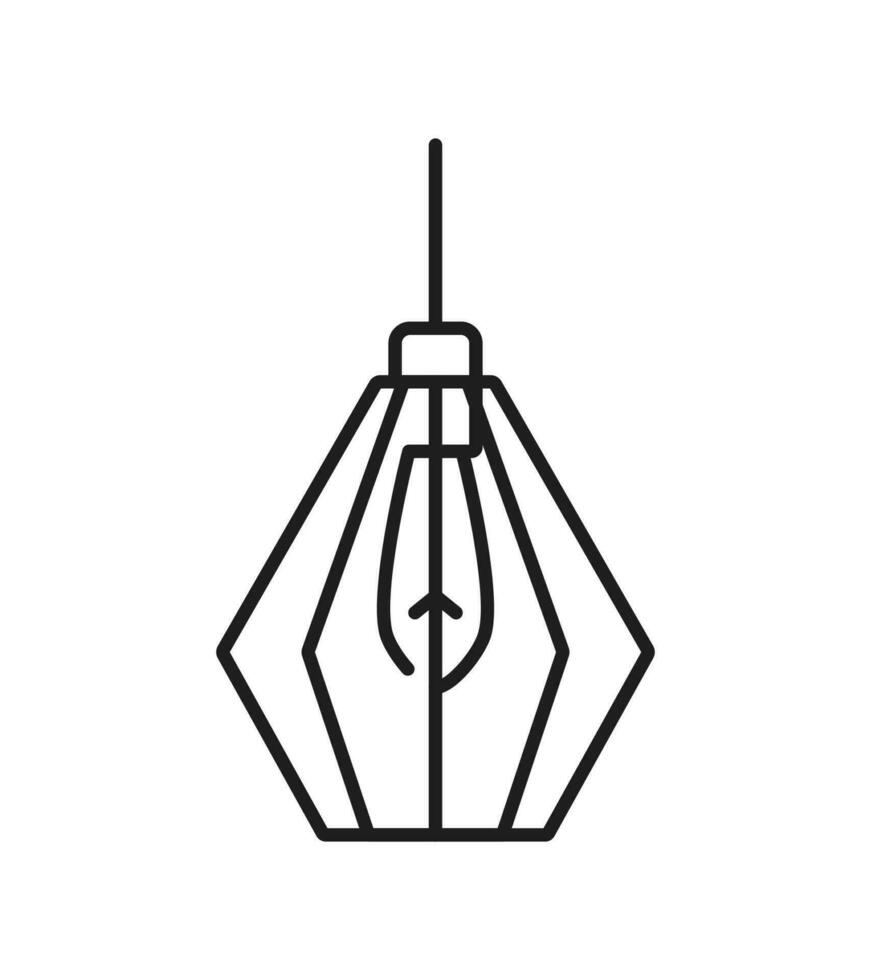 colgante ligero o techo lámpara línea icono, Encendiendo vector