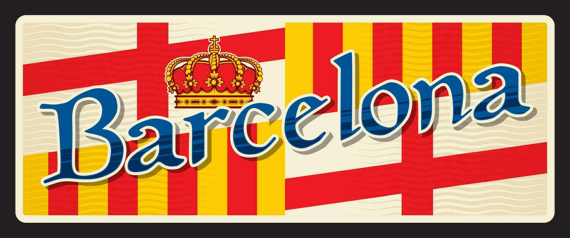 Barcelona travel sticker and plate, Spain sign vector