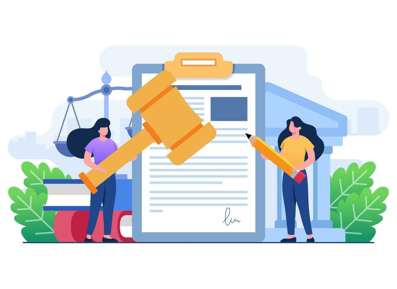 ley y justicia plano ilustración, legal documento, ley firma y legal servicio, Servicio de un abogado, personas buscando legal consejo, profesional ley abogado consulta, legal consultor vector