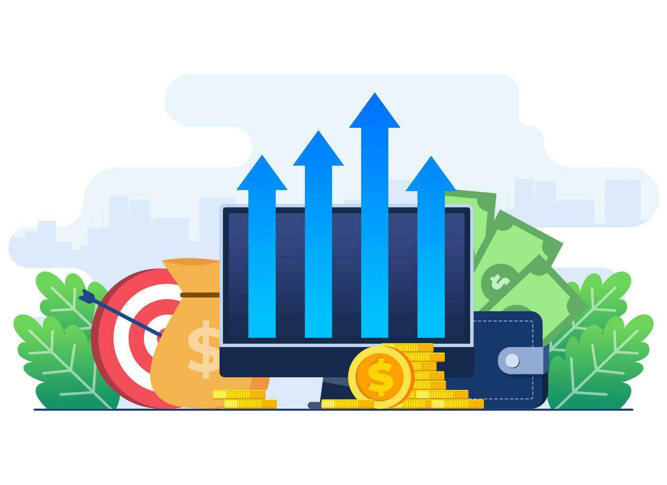 Financial and Investment growth concept flat illustration vector template, Passive income, Save money, Profit growth, Business plan strategy, Growth business finance, Financial planning