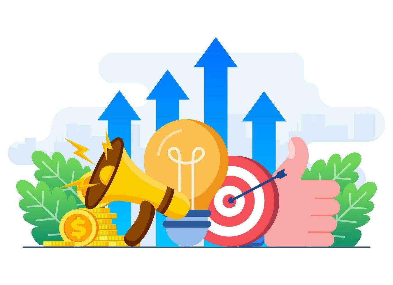 Social media marketing strategy, Digital marketing agency, Startup business, promotion, E-commerce, Online social media marketing campaign concept for ui, web design, landing page, web banner, app vector