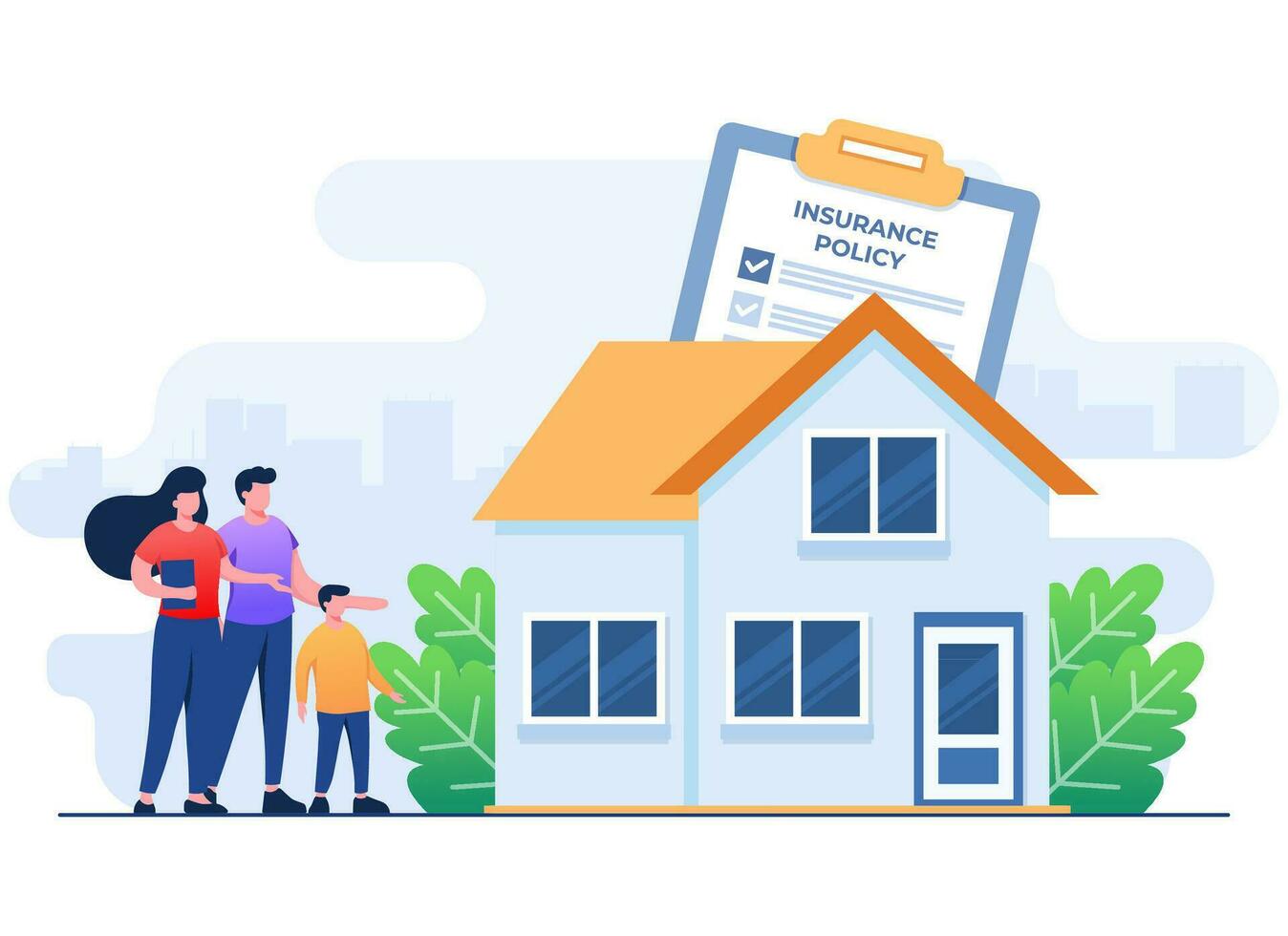 Home insurance flat illustration vector template, Property security, Financial protection, Real estate insurance policy concept for ui, social media, website banners, mobile apps, infographic