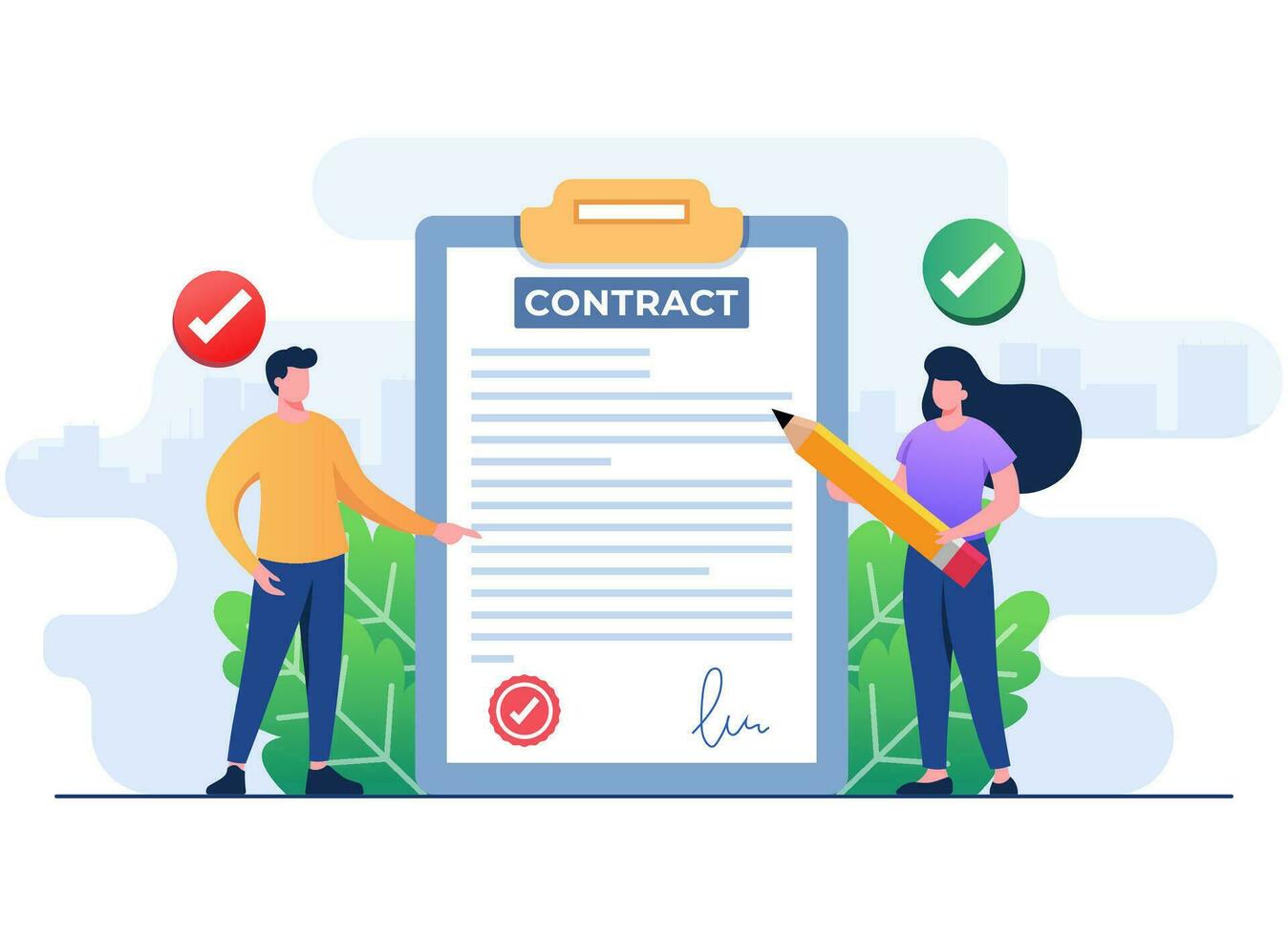 Signed paper deal contract flat illustration vector banner, Business agreement, Startup contract, suitable for website banner, landing page,