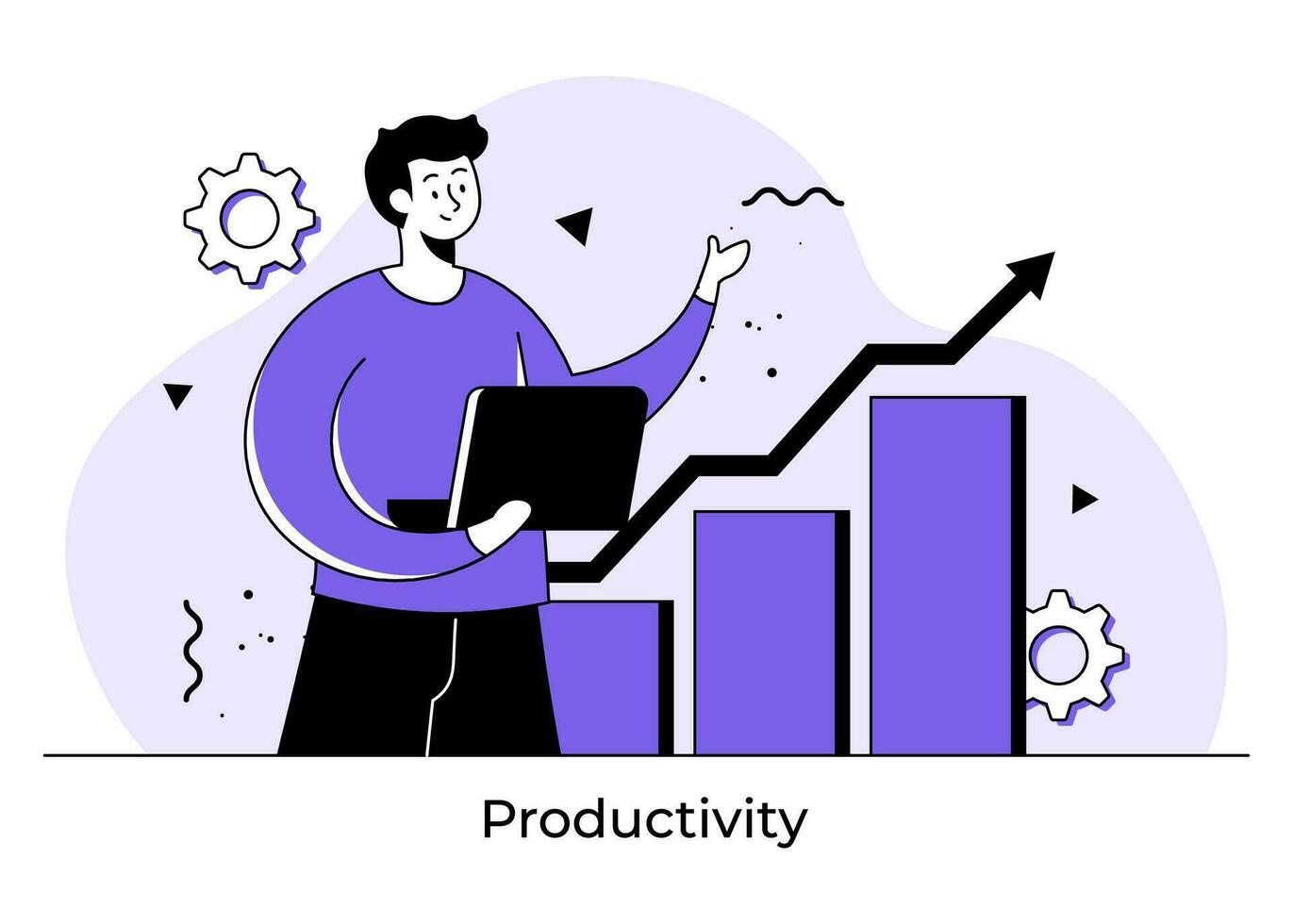 Productivity, Personal growth, Business Success flat illustration concept, Job performance, Freelance workers vector