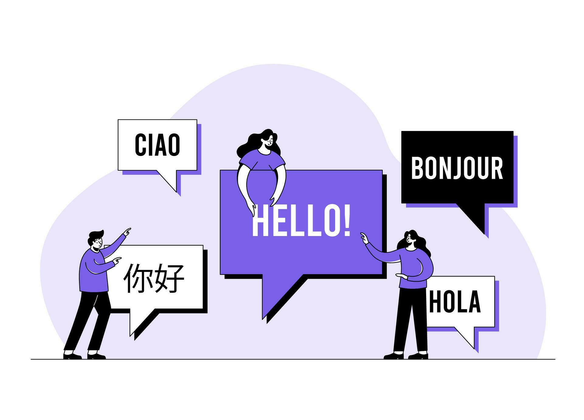 Online translator, Translate foreign languages, Chat bubbles with