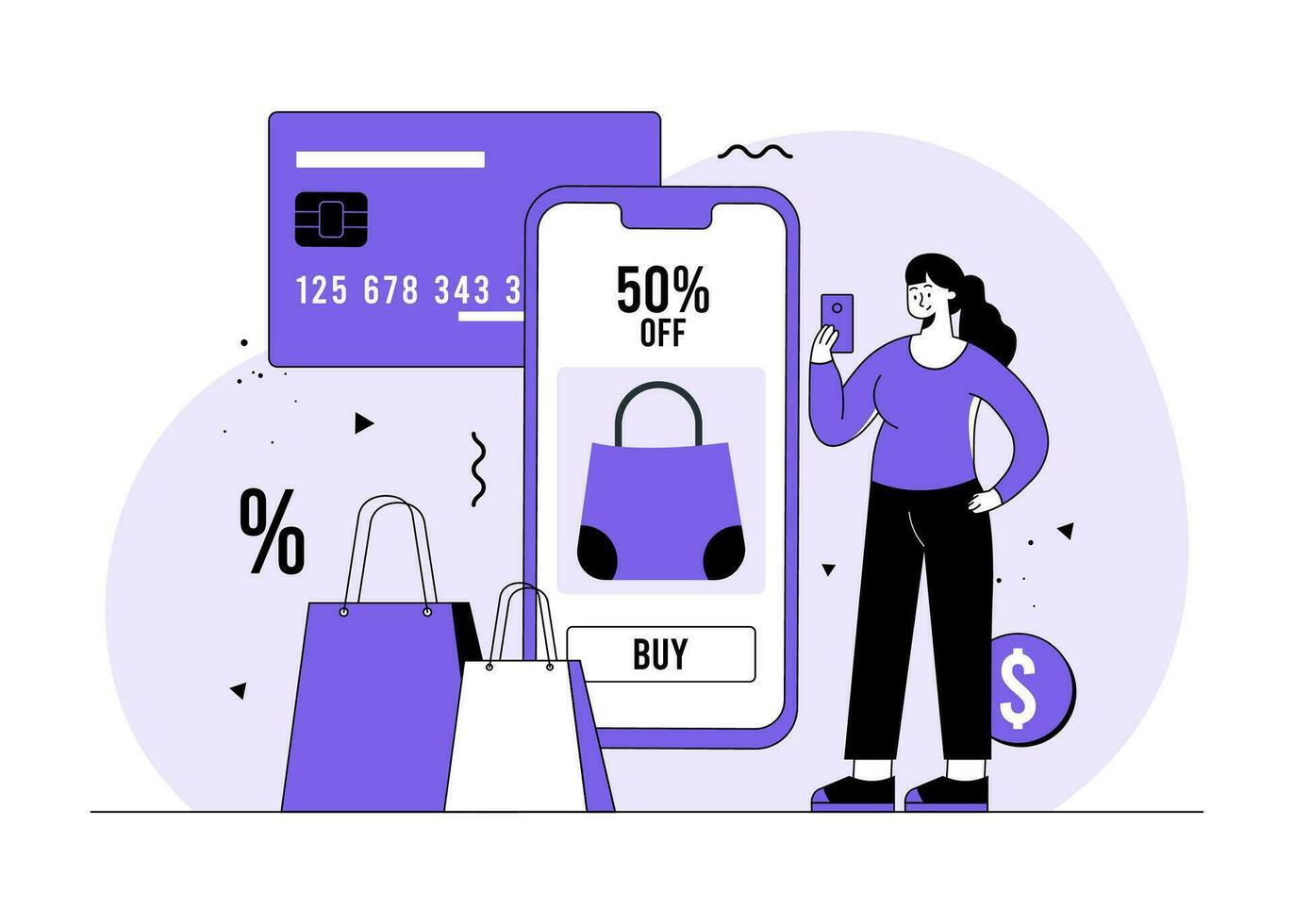 Online shopping flat illustration vector concept, Special offer