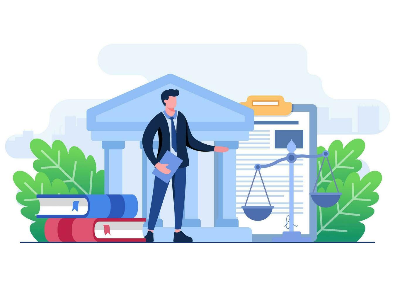 law and justice flat illustration,  Law firm and legal services, Public law consulting, Lawyer, Legal assistance concept for ui, web design, landing page, web banner, mobile app vector