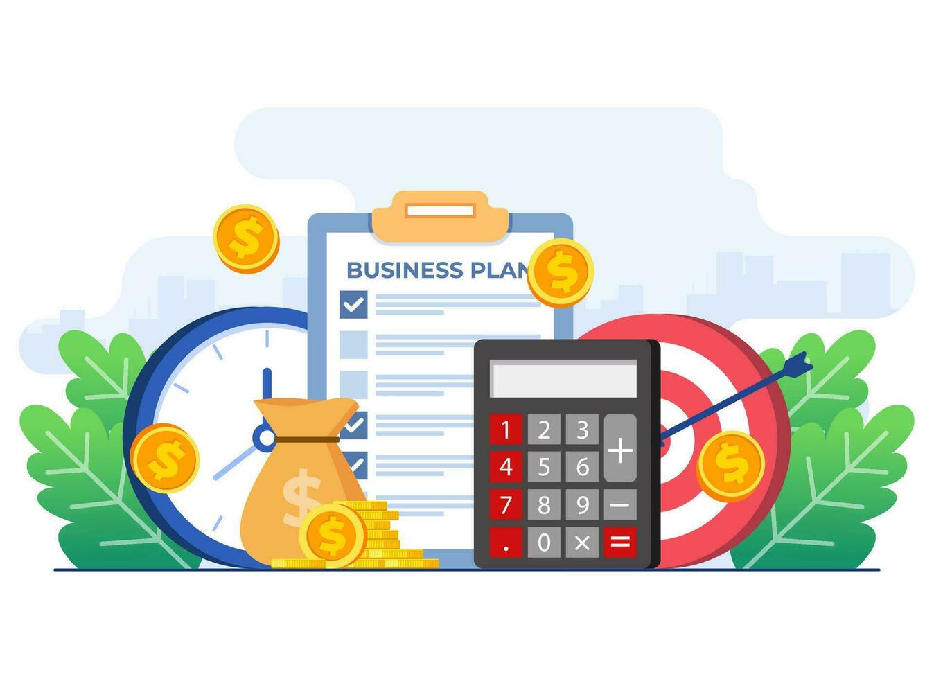 Business plan flat illustration vector template