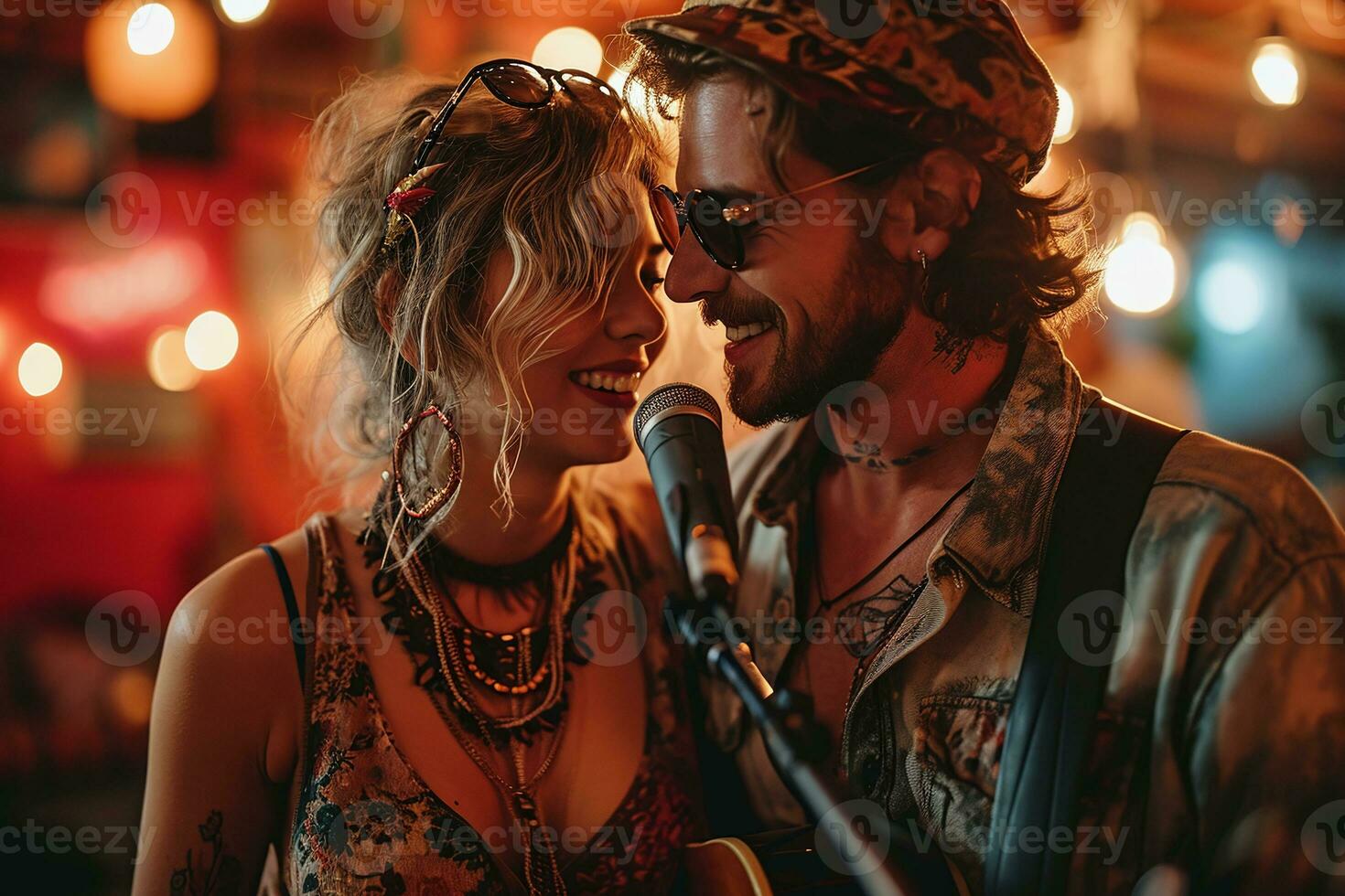AI generated Photo of two singers performing a song