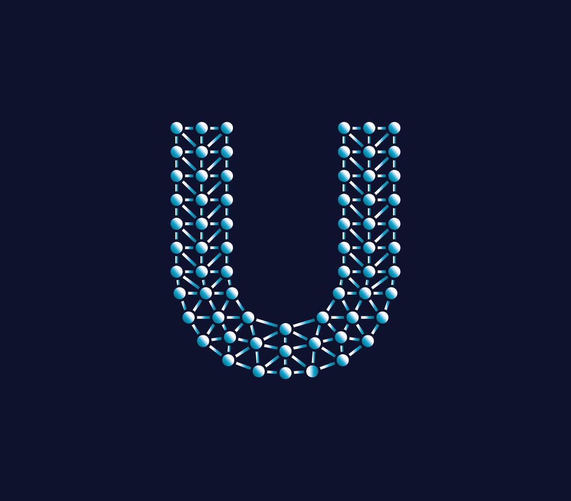 U Alphabet Creative Technology Connections Data Store Logo Design Concept vector