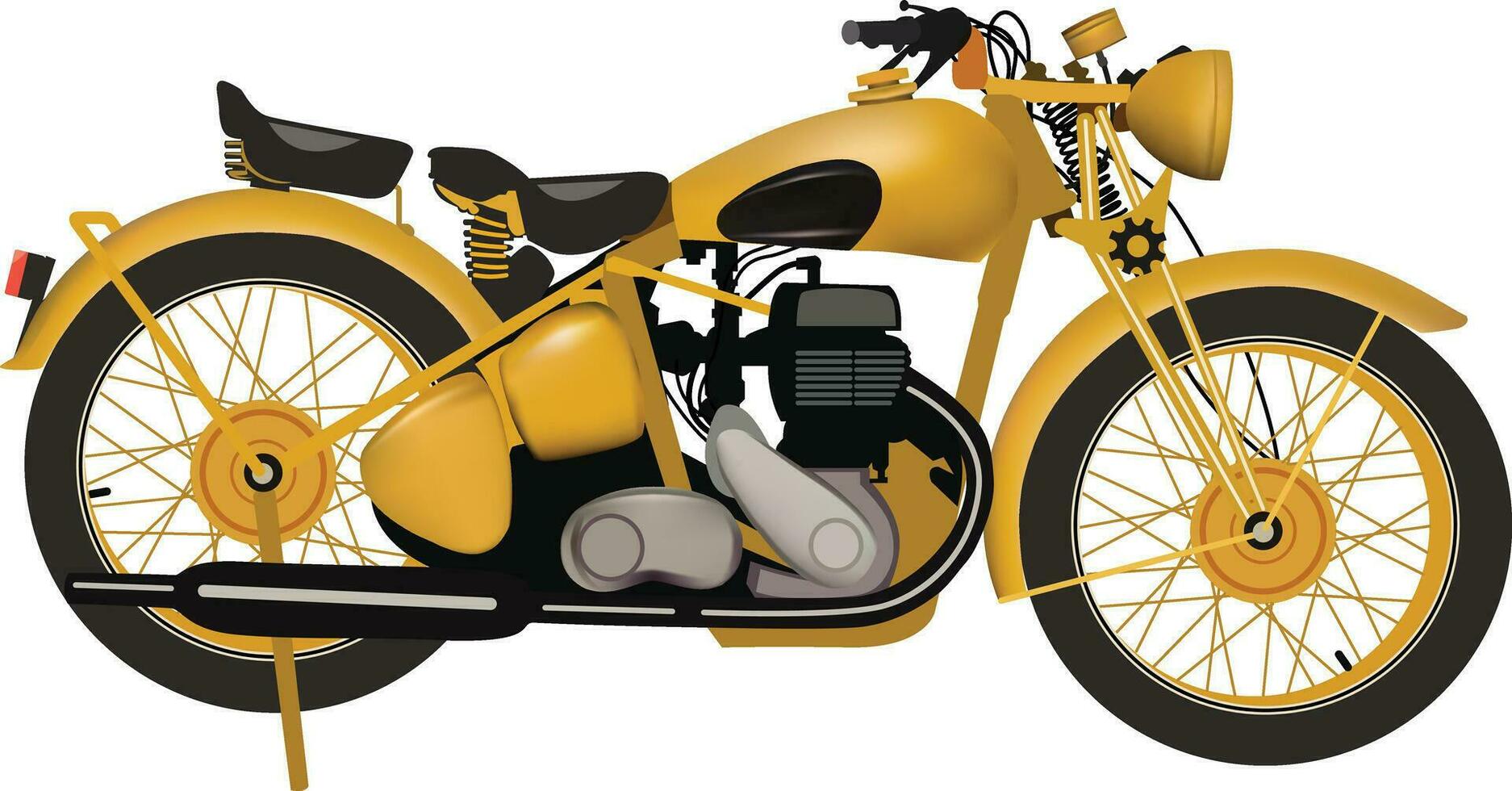 Yellow unique motorbike vector illustration with white background for background design.