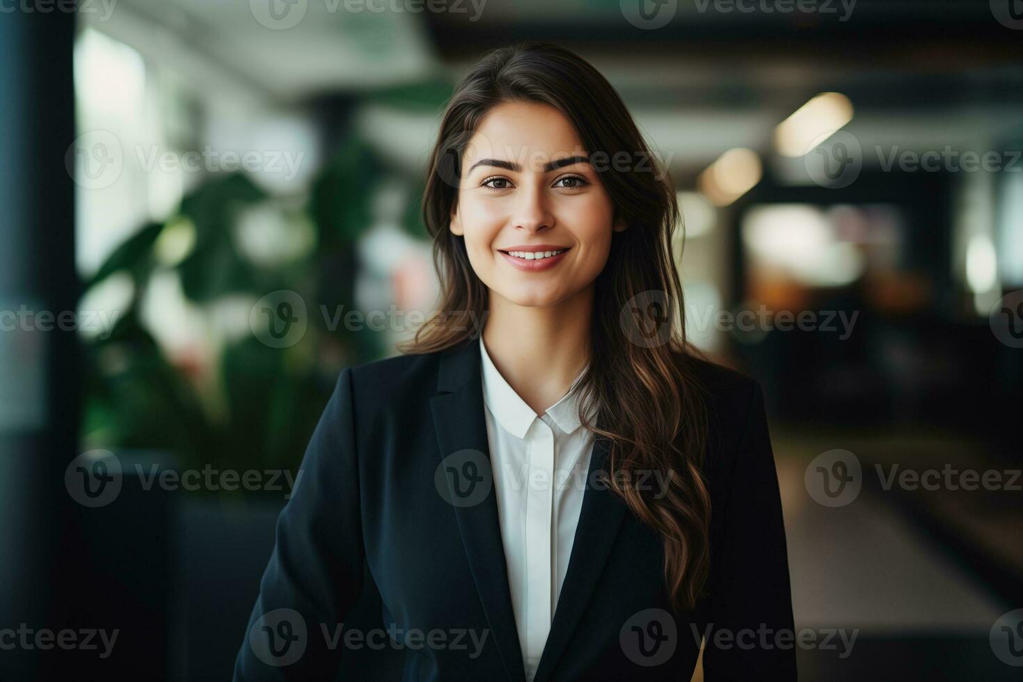 AI generated Portrait of an office worker of a beautiful business boss in a suit photo
