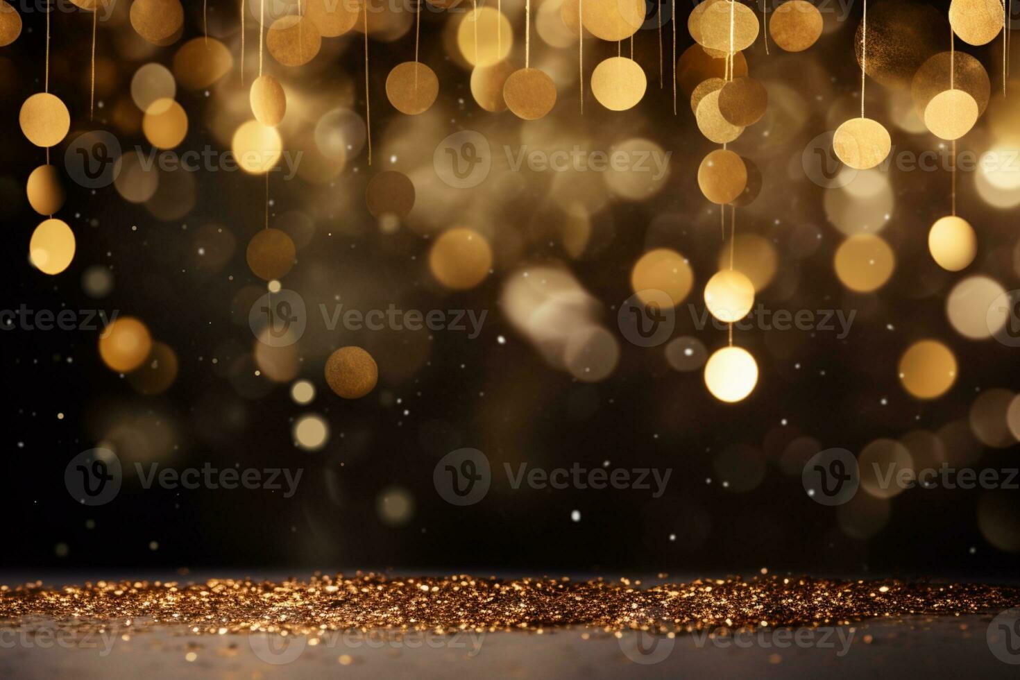 AI generated golden  lights background photo