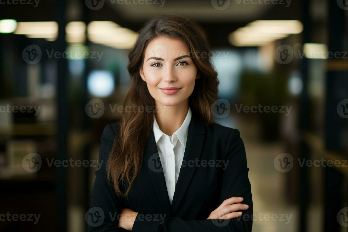 AI generated Portrait of an office worker of a beautiful business boss in a suit photo