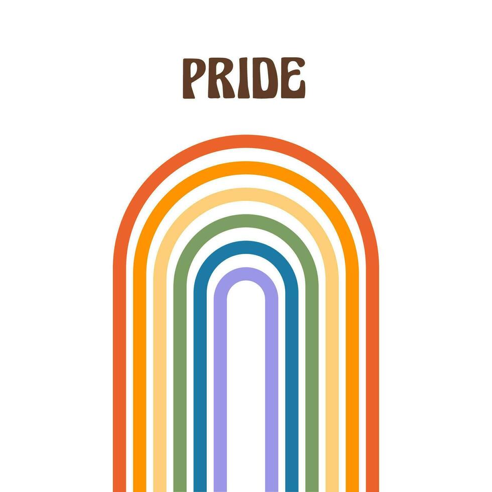 retro greeting cards for LGBTQIA Pride Month. Social media post with groovy queer slogans, wavy phrases and quotes. Same sex signs in bisexual and LGBT rainbow flag colors. Vector. vector