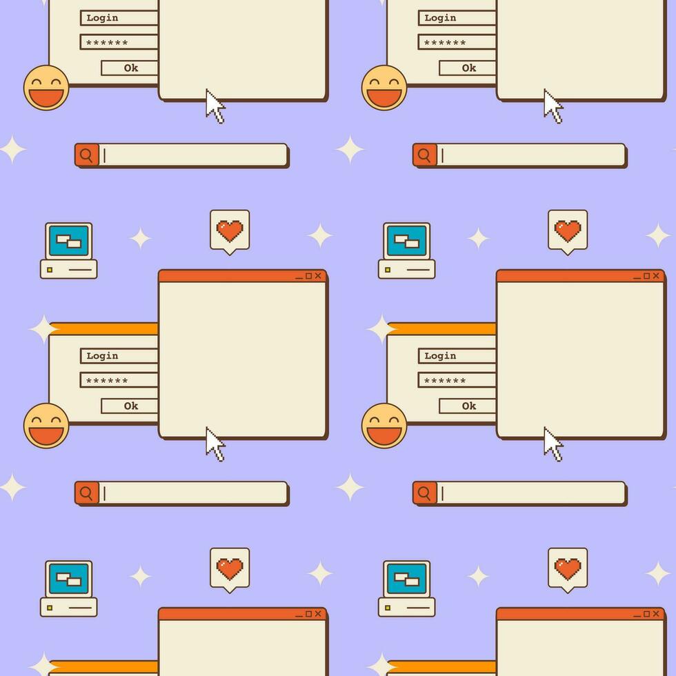Set of post or stories templates for social media in vaporwave style. Abstract retro 80s 90s aesthetic groovy backgrounds with old computer user interface, nostalgic elements and stickers. Vector. vector
