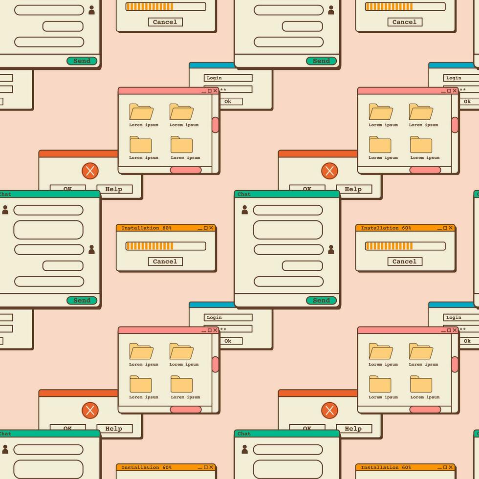 conjunto de enviar o cuentos plantillas para social medios de comunicación en onda de vapor estilo. resumen retro Años 80 90s estético maravilloso antecedentes con antiguo computadora usuario interfaz, nostálgico elementos y pegatinas vector. vector