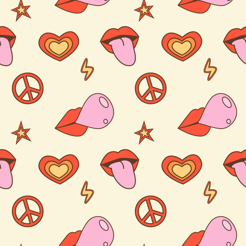 Retro groovy seamless pattern vector illustration