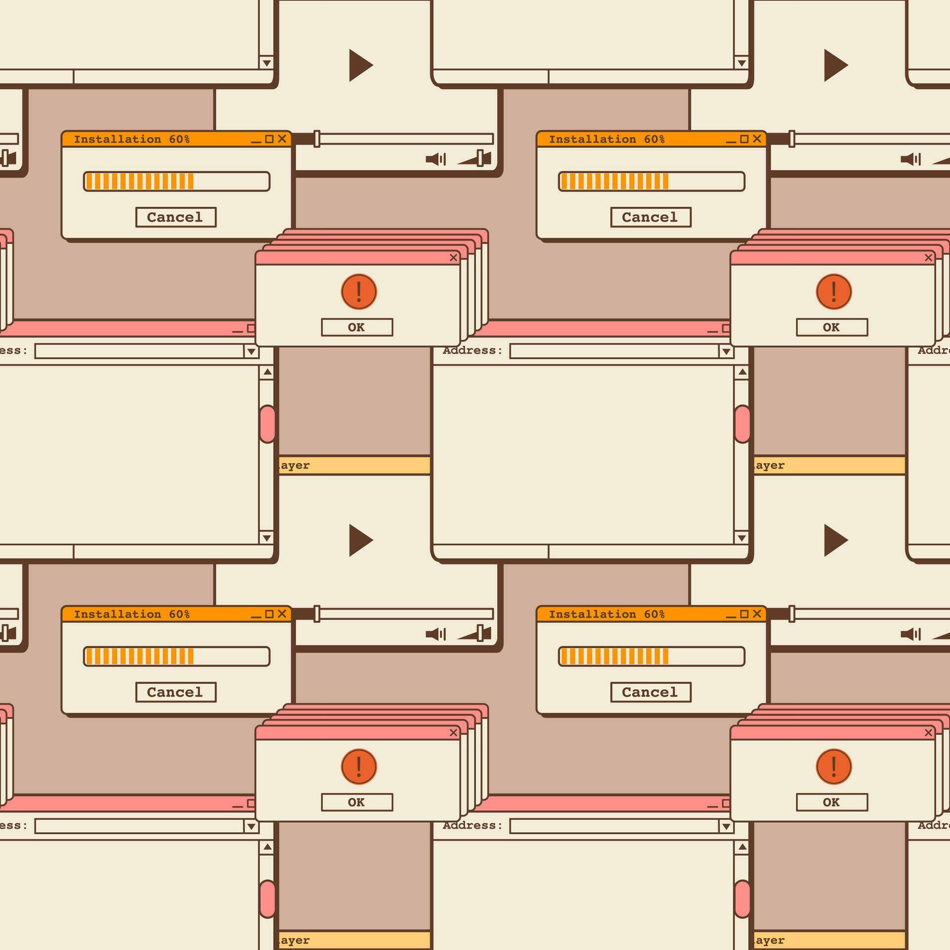 Abstract retro 80s 90s aesthetic groovy backgrounds with old computer