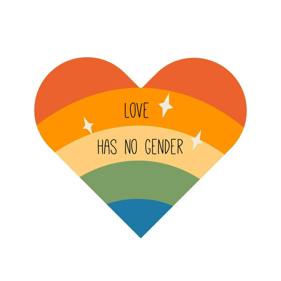 arco iris de colores corazón forma. lgbtq símbolo para orgullo mes y gay desfile. psicodélico maravilloso queer icono. vector ilustración aislado en blanco.