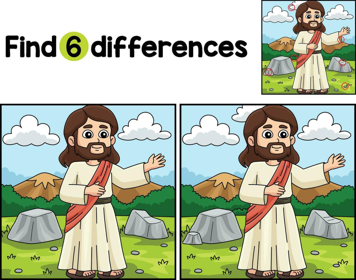Christian Jesus Preaching Find The Differences vector