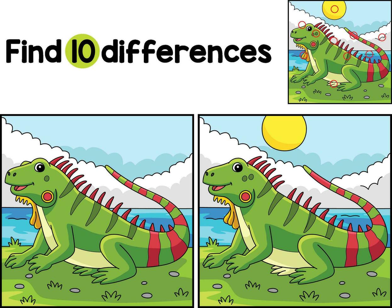 Iguana Animal Find The Differences vector