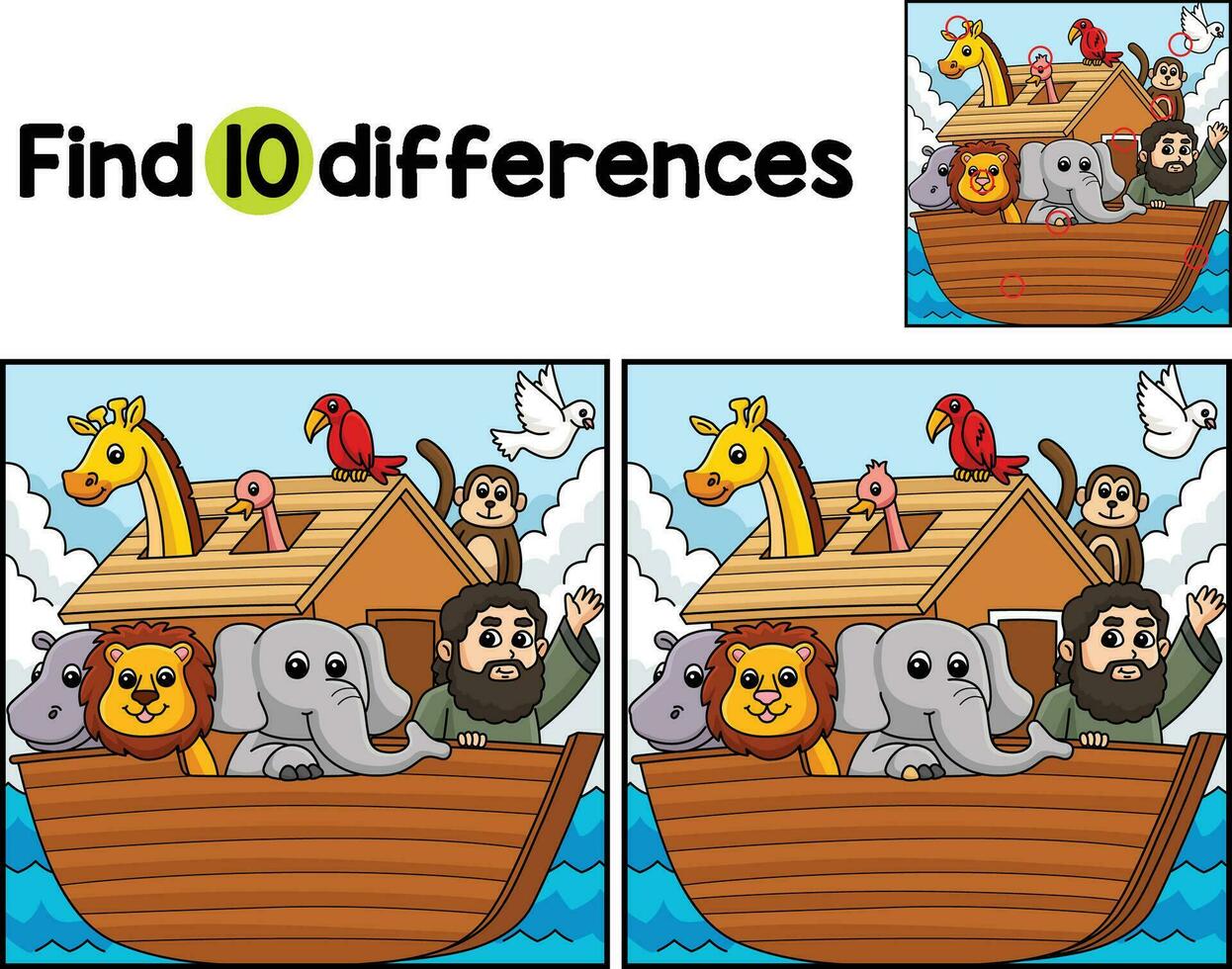 Christian Noahs Ark Find The Differences vector