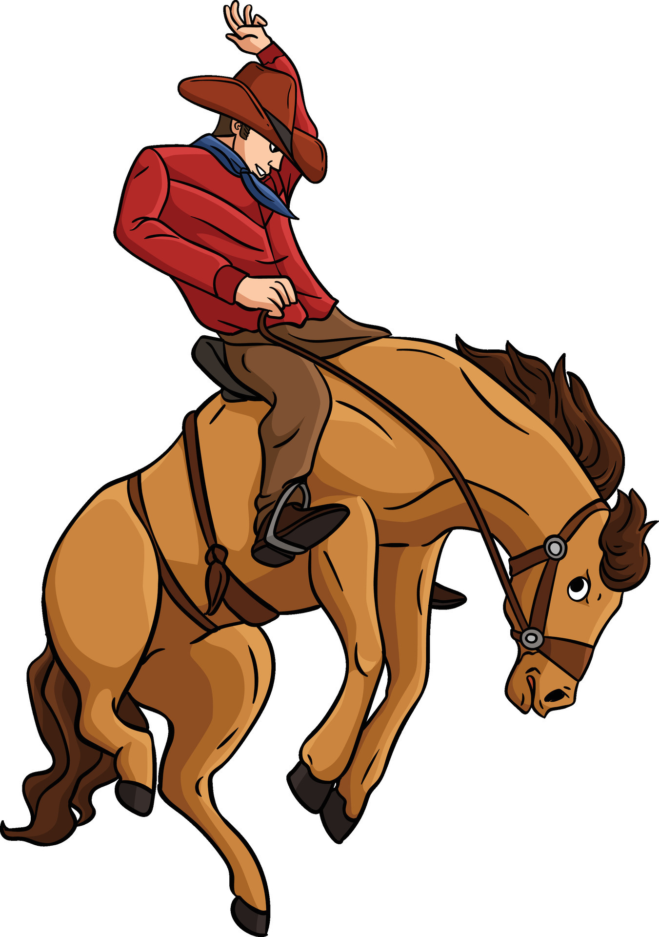 vaquero caballo rodeo dibujos animados de colores clipart 36325295