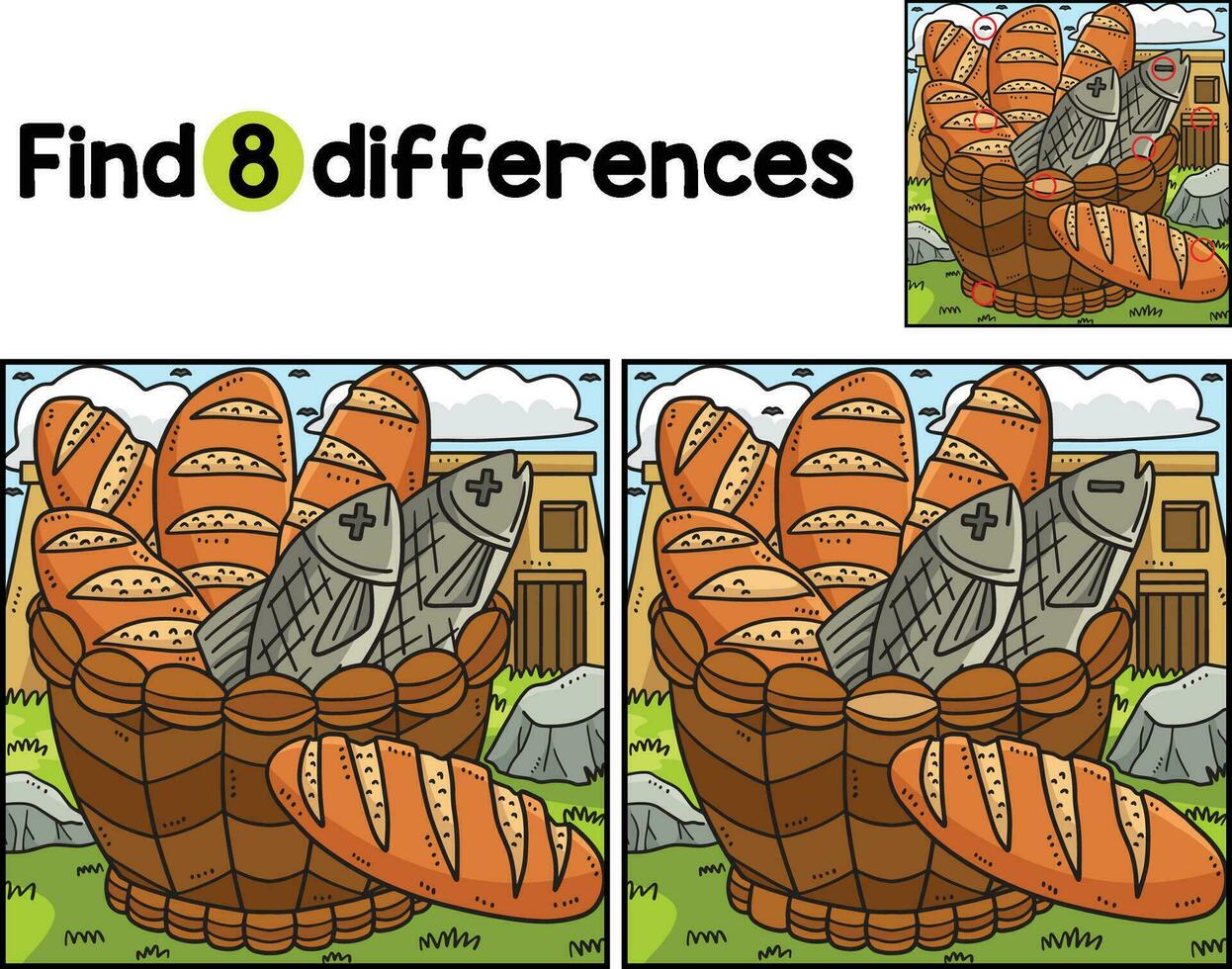 Christian Five Loaves Fish Find The Differences vector