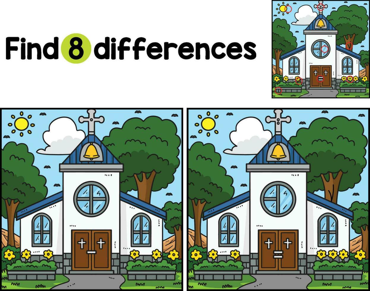 Christian Church Find The Differences vector