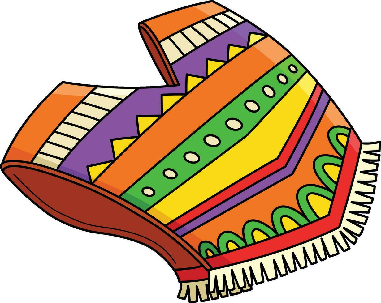 Poncho Cartoon Colored Clipart Illustration vector