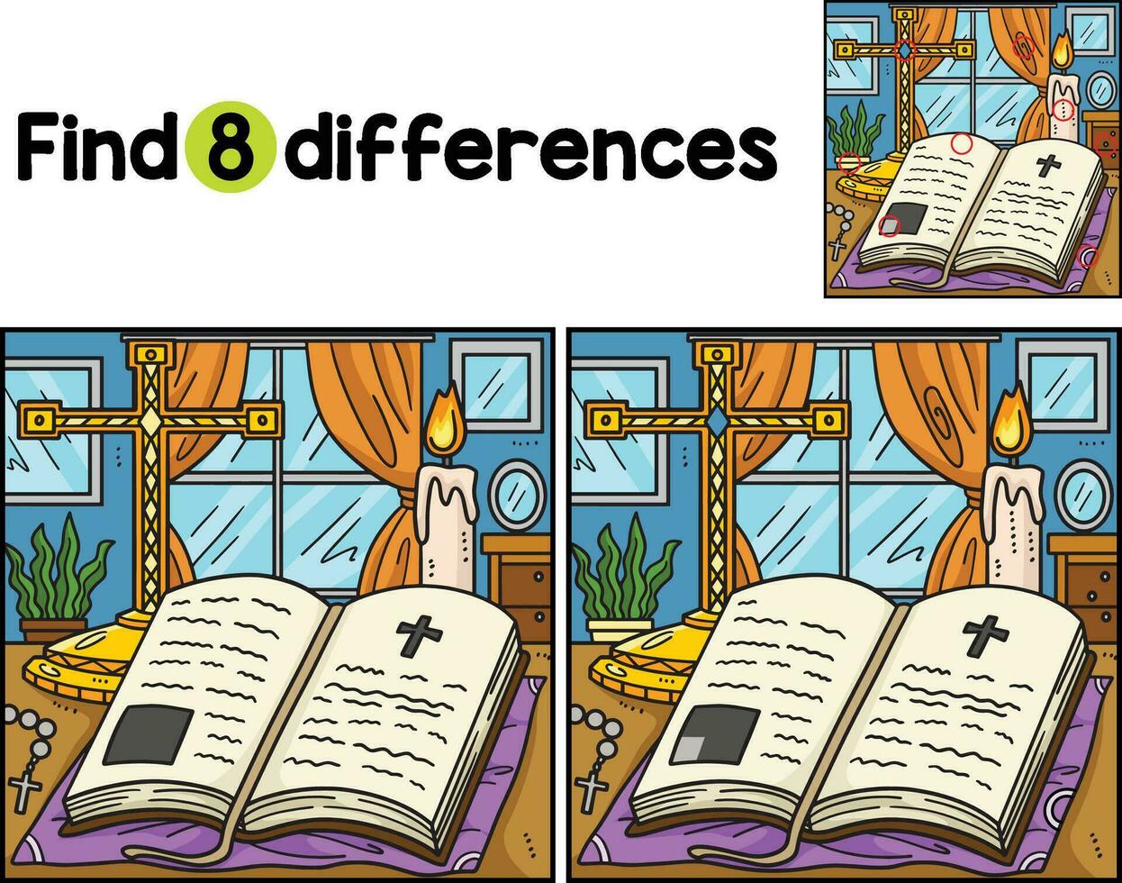 Christian Holy Bible Find The Differences vector