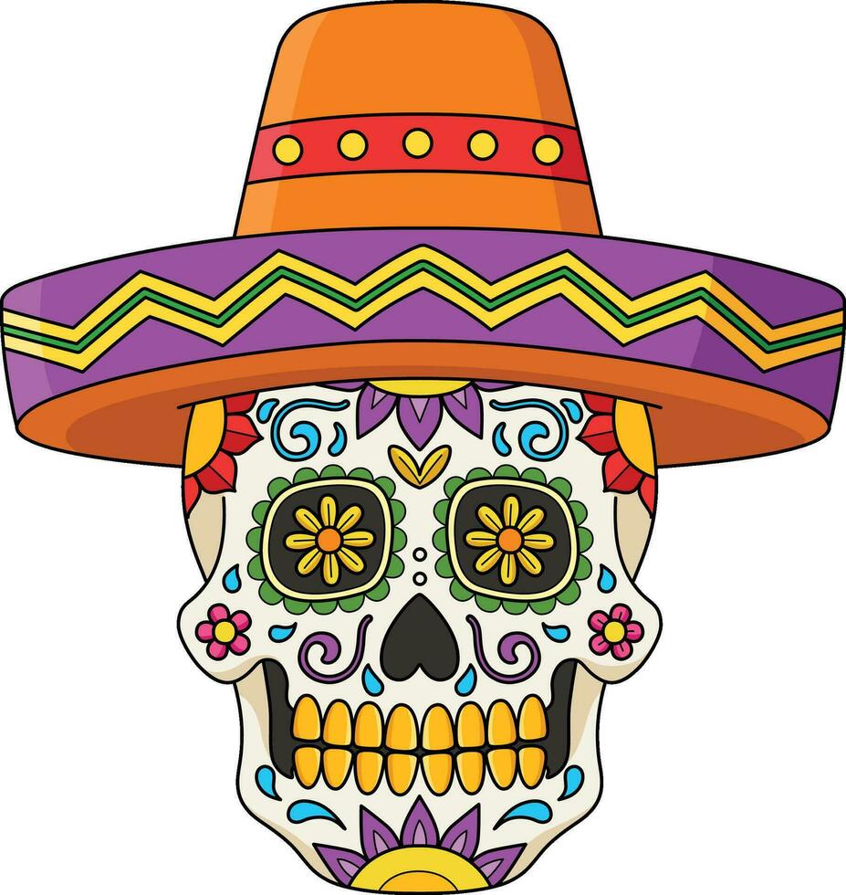Dia de los Muertos Cartoon Colored Clipart vector