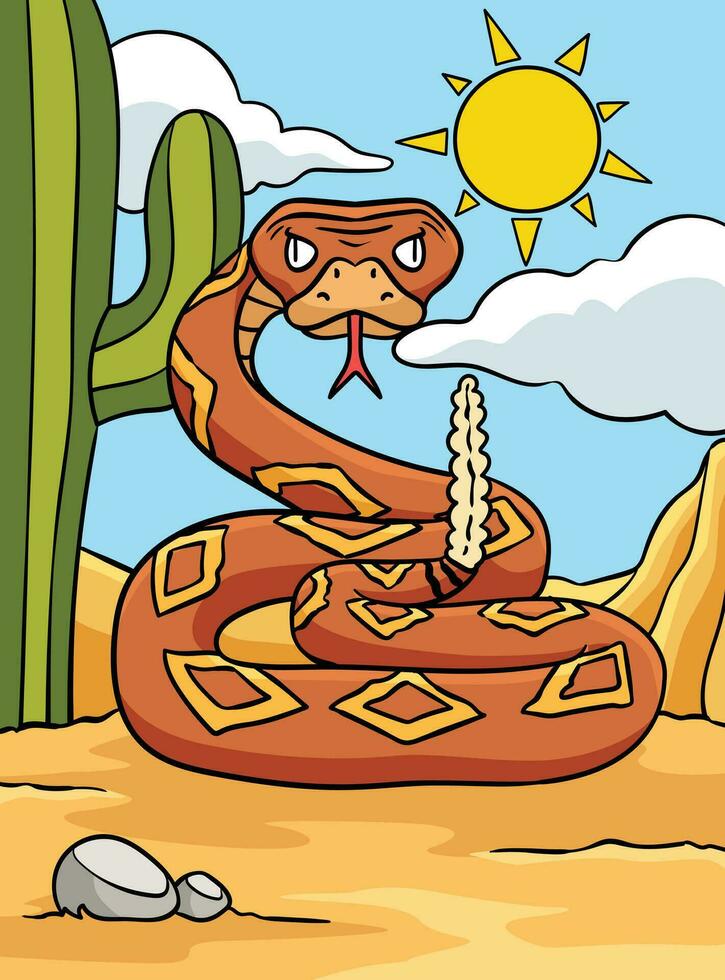Cowboy Viper Snake Colored Cartoon Illustration vector