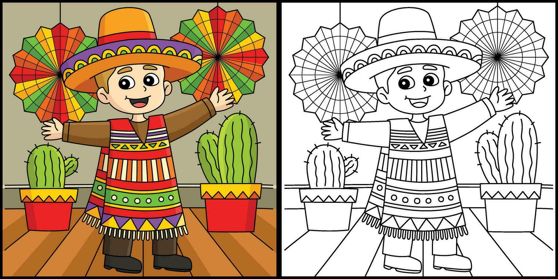 cinco Delaware mayonesa mexicano chico colorante ilustración vector