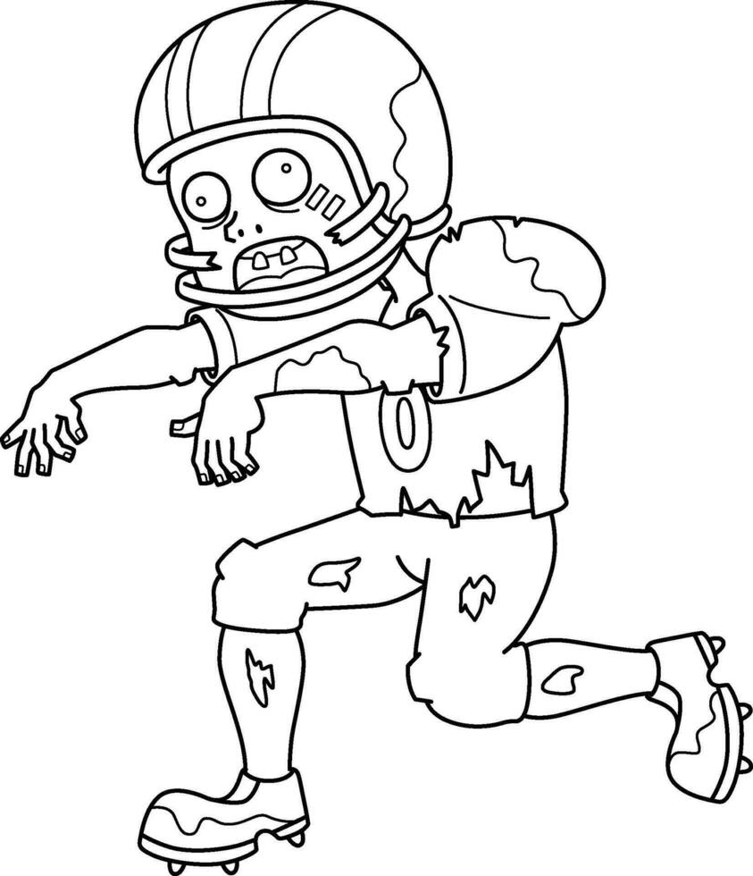 Zombie Athlete Isolated Coloring Page for Kids vector