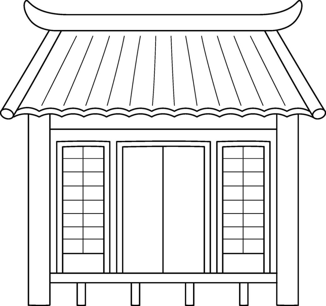 Ninja House Isolated Coloring Page for Kids vector