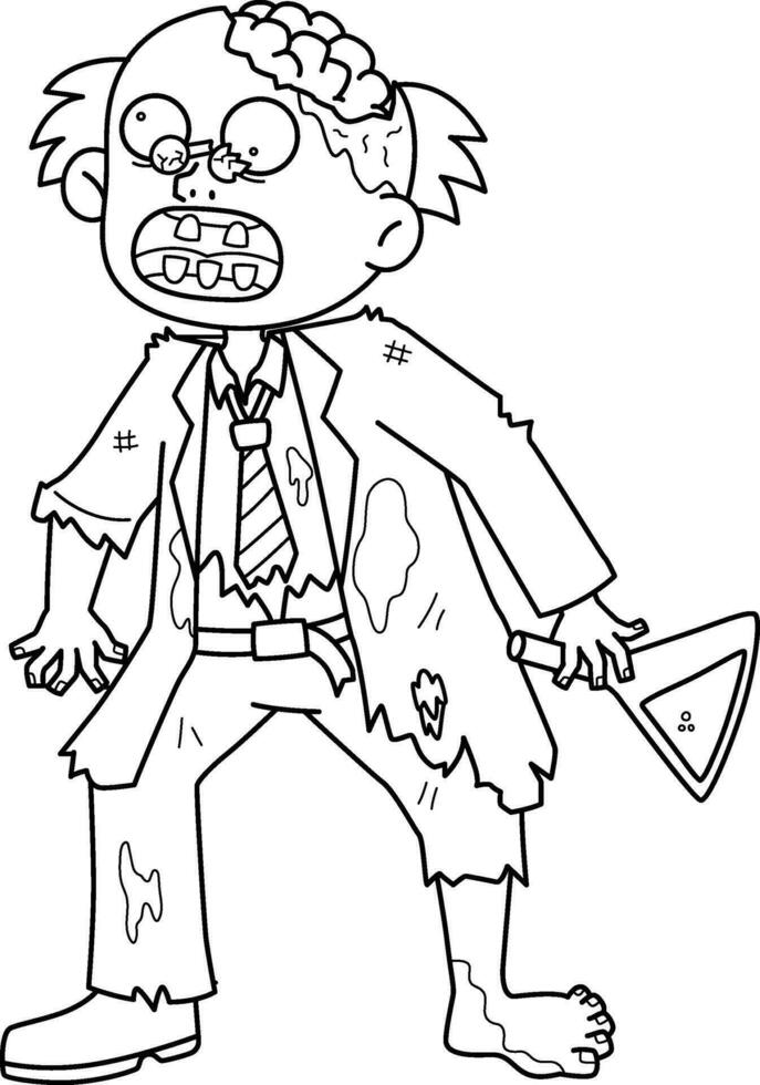 Zombie Scientist Isolated Coloring Page for Kids vector