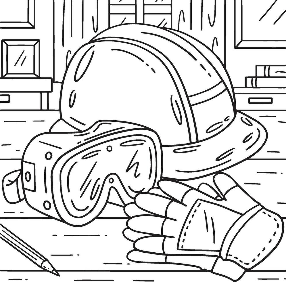 Construction Hard Hat, Gloves and Safety Goggles vector