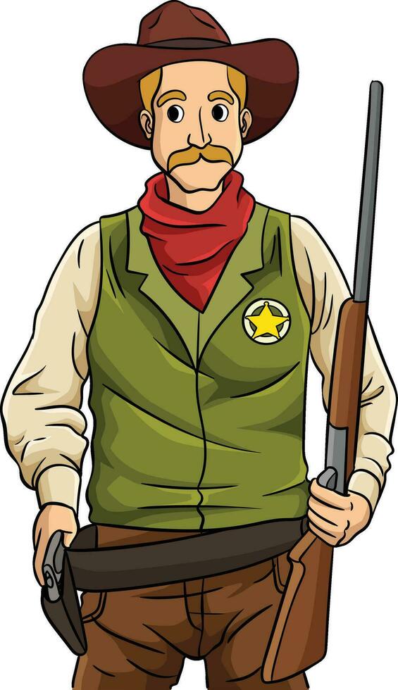 Cowboy Sheriff Cartoon Colored Clipart vector