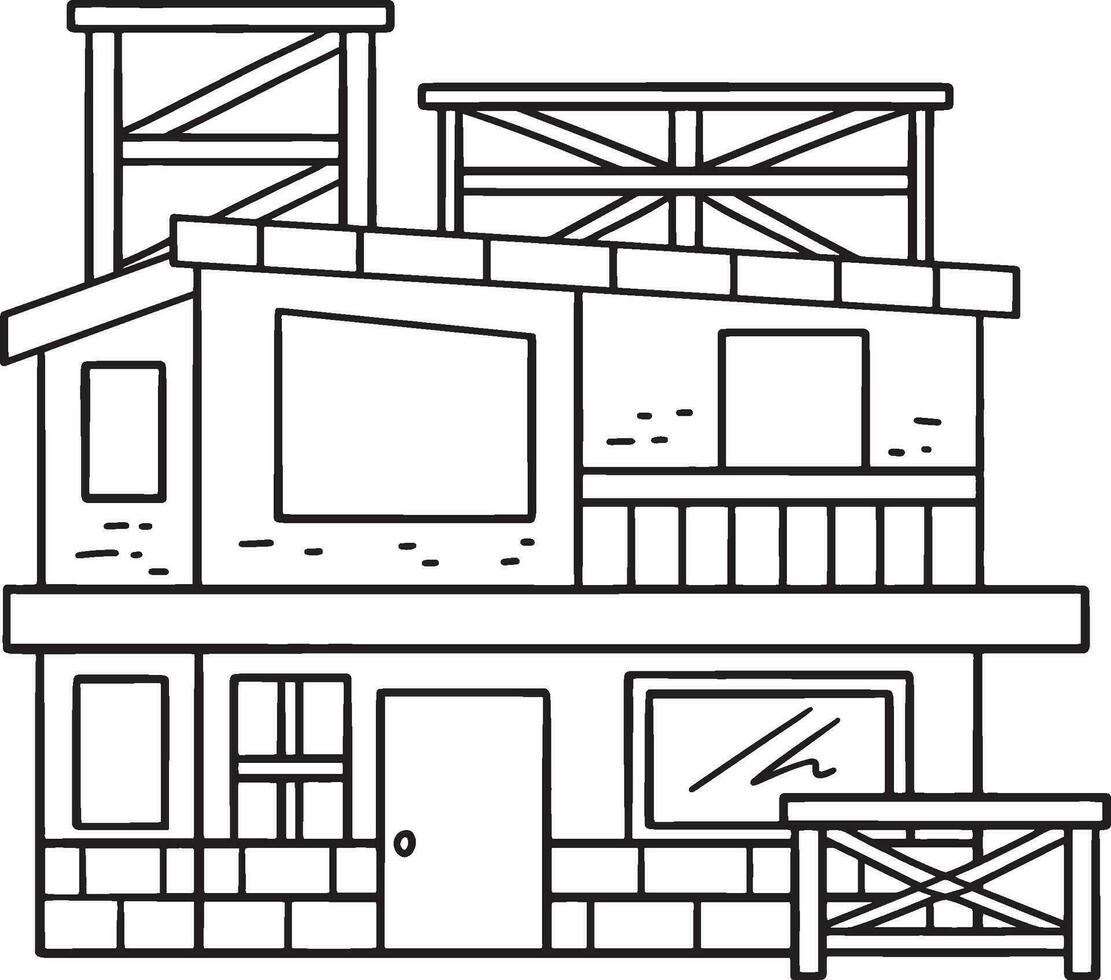 Building Under Construction Isolated Coloring vector